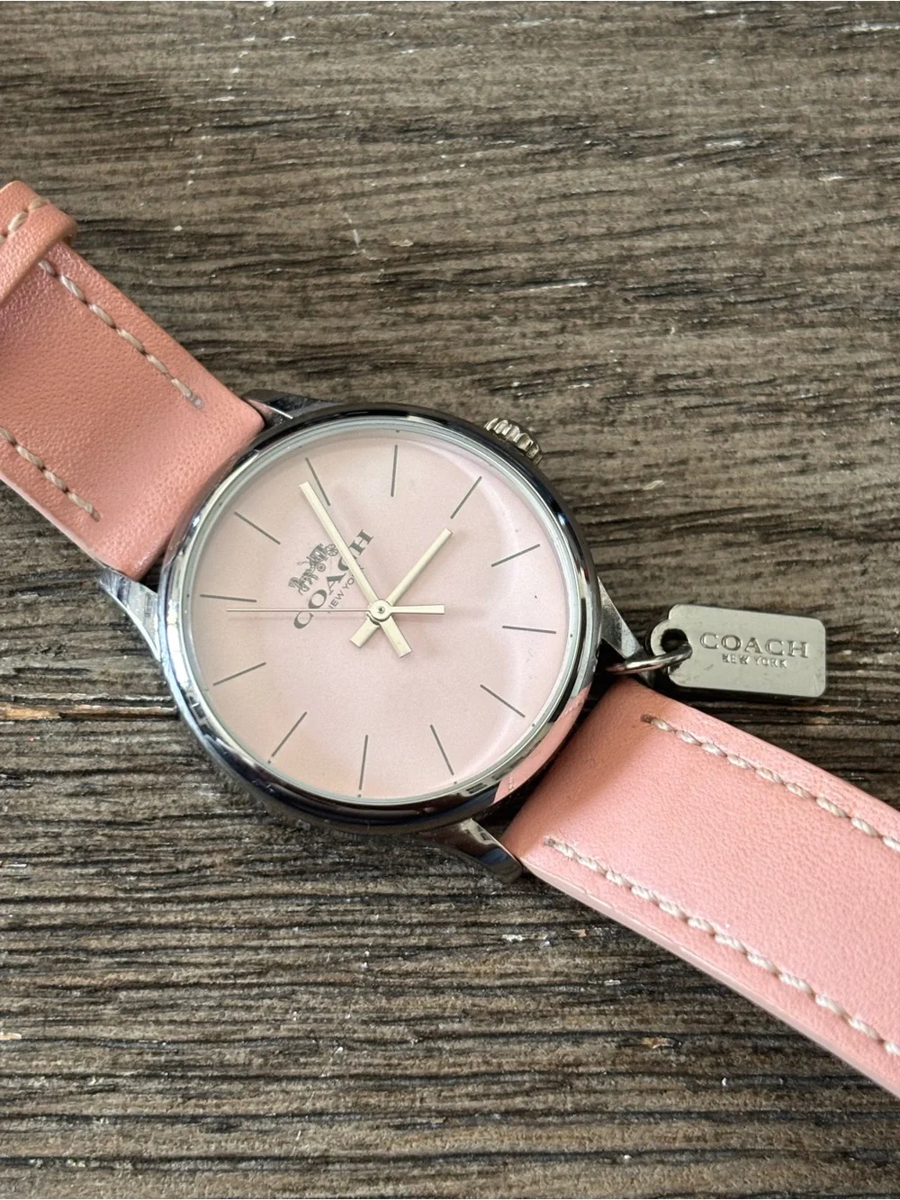 COACH Women's Ruby Quartz Watch - Blush Pink Silver Tone 32mm EUC
